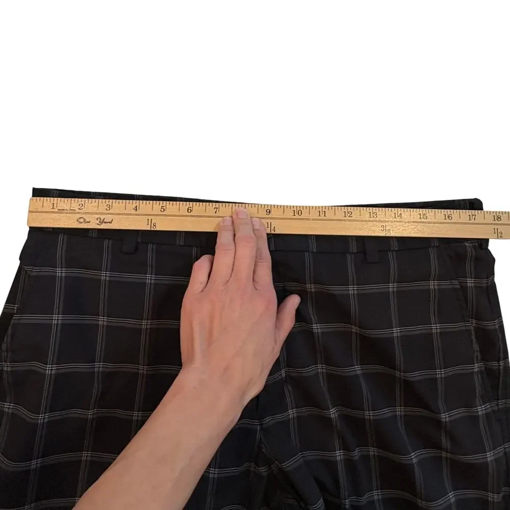 Nike Golf Shorts Mens Size 34 Black Plaid Performance Chino Stretch Preppy